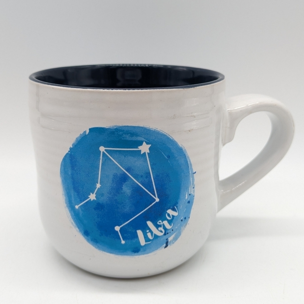 White Blue Libra Ceramic Coffee Mug